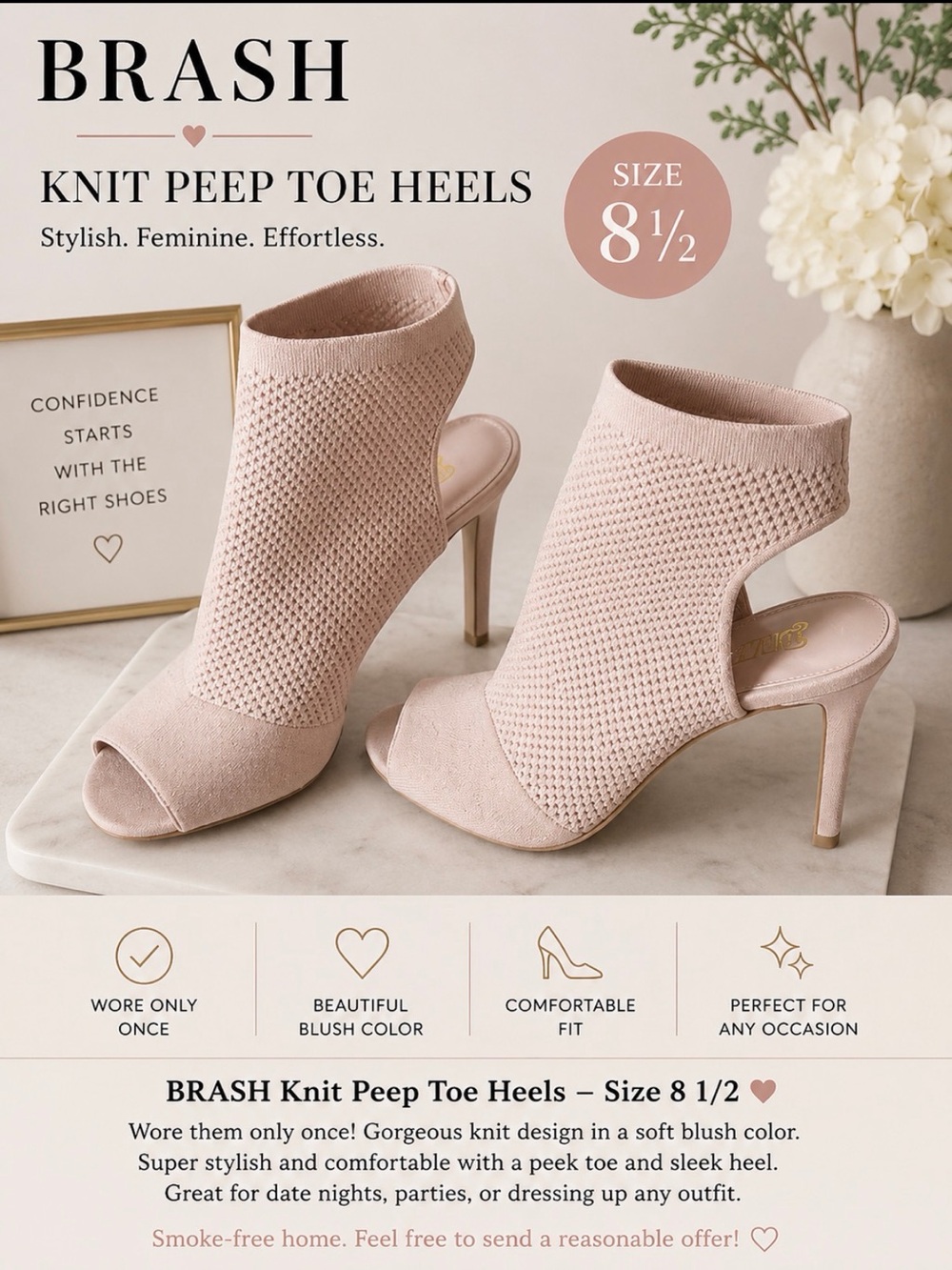 Brash Blush Knit Peep Toe Heels